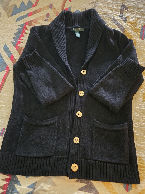 Ralph Lauren Sweaters - Ralph Lauren Women's Size Small Navy Shawl-Collar Button Cardigan Cotton Black